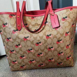 Coach strawberry tote with wristlet